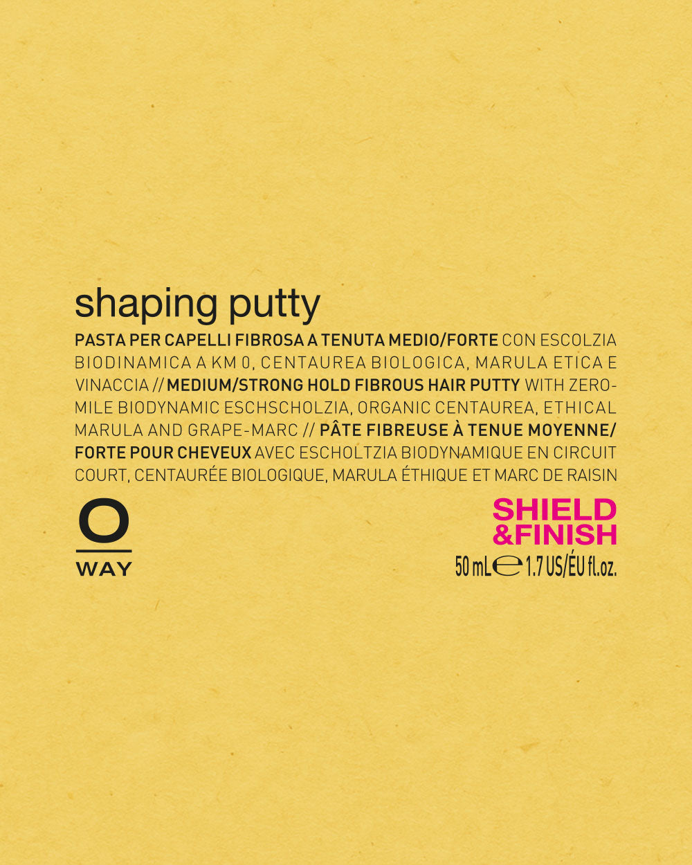 Oway Shaping putty packaging with text on a yellow background mobileonly