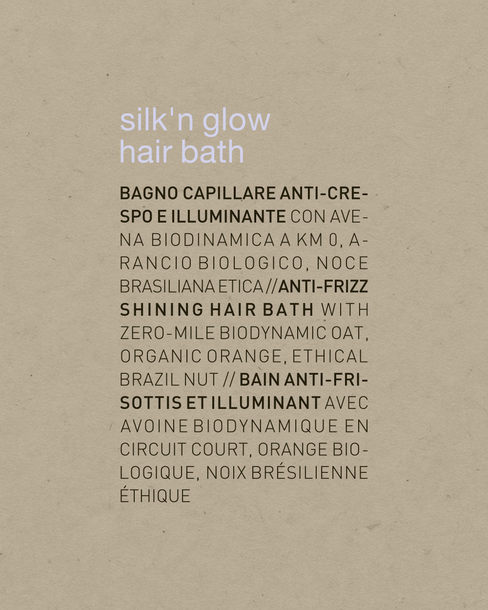 Product label for 'Silk'n Glow Hair Bath' on a beige background mobileonly