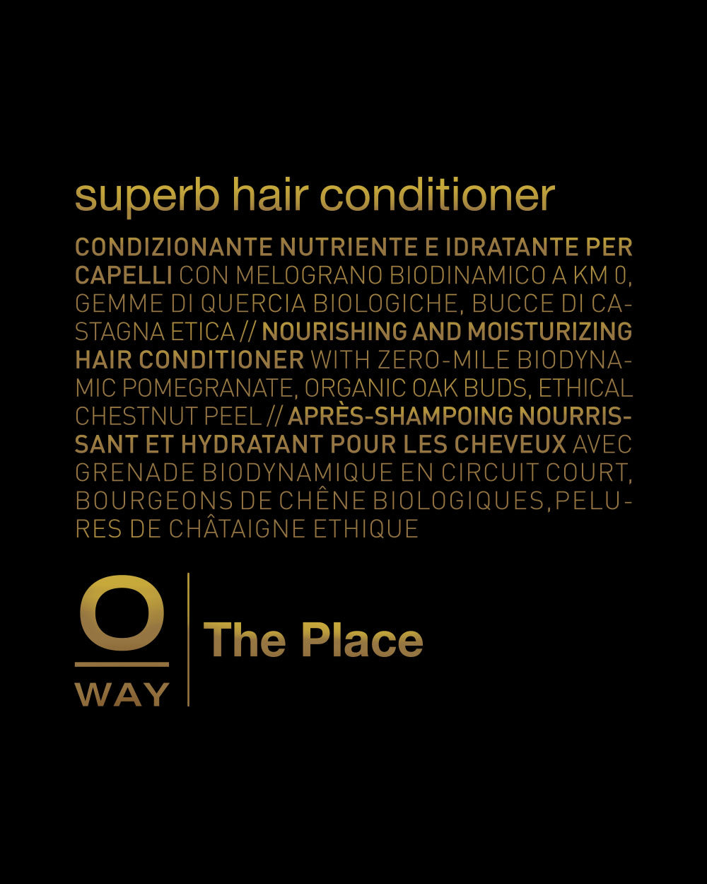 Advertisement for a hair conditioner with text and The Place logo on a black background mobileonly