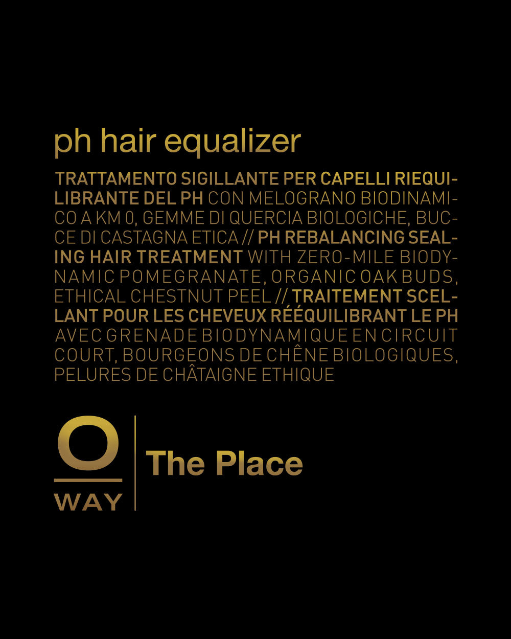 Advertisement for 'ph hair equalizer' by The Place Way with text and logo on a black background. mobileonly